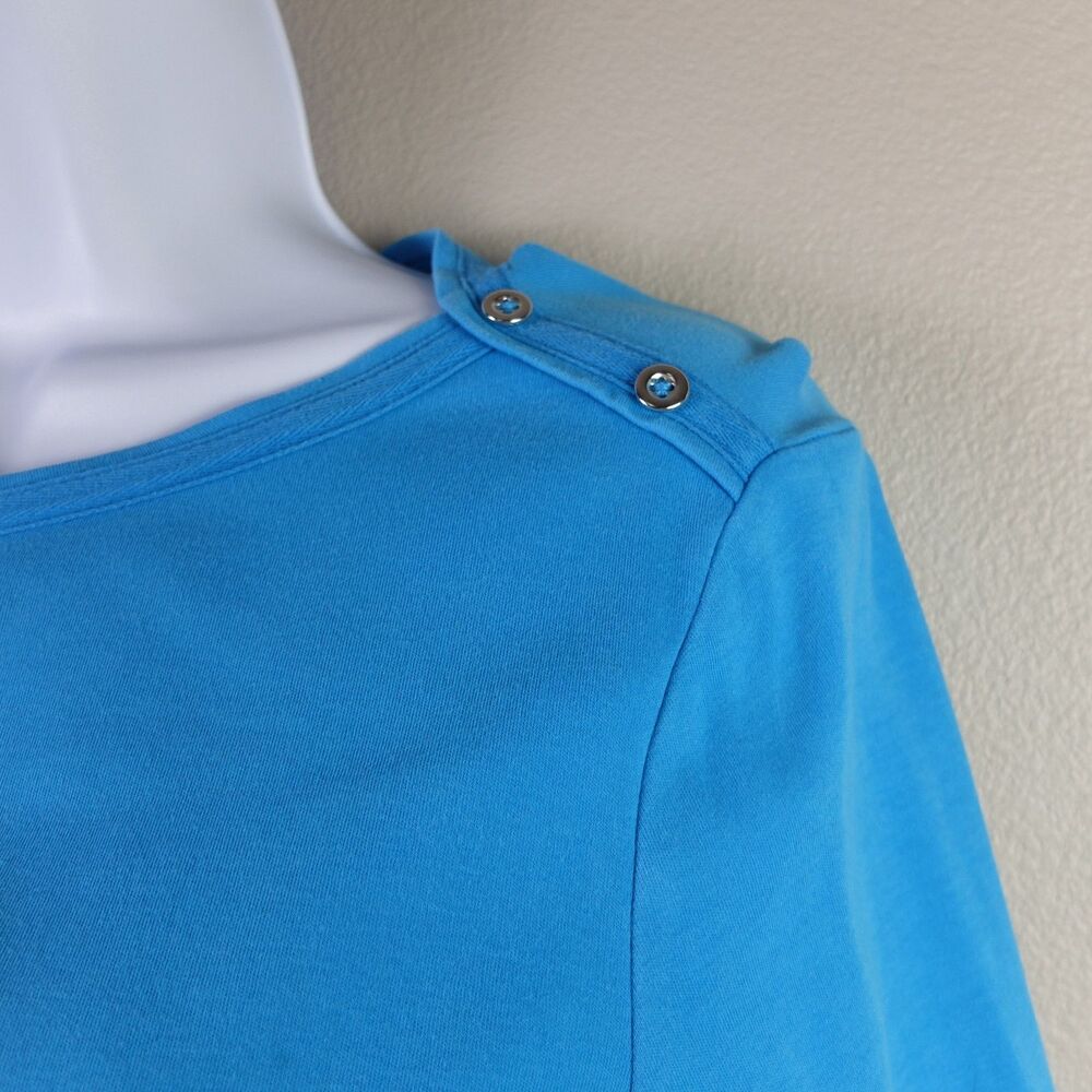 Westbound Blue Button Shoulders Top Size Medium - Picture 3 of 6